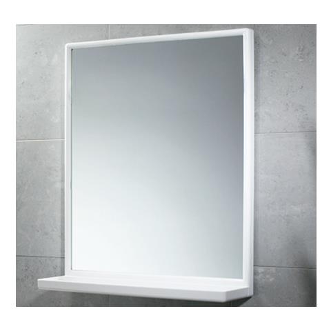Specchio Rettangolare Cm 45x60 Con Mensola Plastica Bianco - 45x60 2901 - Foto 1
