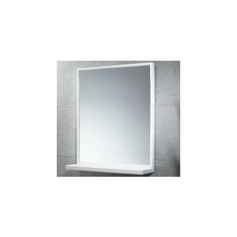 Specchio Rettangolare Cm 45x60 Con Mensola Plastica Bianco - 45x60 2901 - Foto 2
