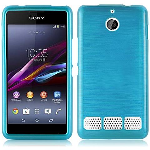 Custodia Compatibile Con Sony Xperia E1 In Turchese - Coperchio Protettivo In Silicone Tpu Flessibile Con Design Spazzolato - Foto 1
