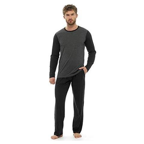 Uomo Pigiama 100 Cotone Super Soft Uomini Pjs Set Pigiama Uomo Da Notte Pigiama Tuta (m Stivale Gamba Charcoal Grey) - Foto 1