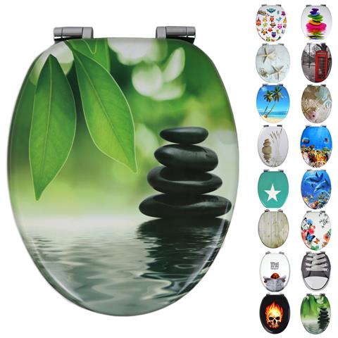 Sedile Wc Copri Vater Universale Frizionato Fantasia In Mdf Chiusura Rallentata *** Fantasia : Black Stone - Foto 2