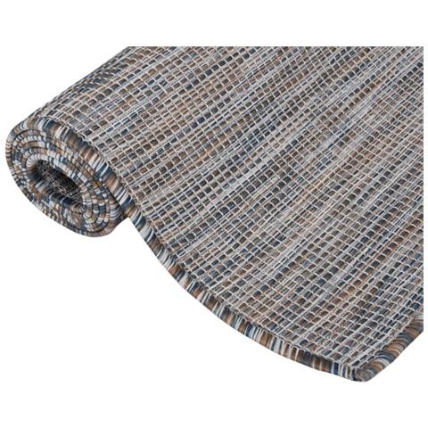 Tappeto da Esterni a Tessitura Piatta 80x250 cm Marrone e Blu - Foto 2