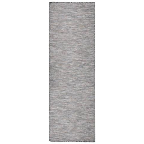 Tappeto da Esterni a Tessitura Piatta 80x250 cm Marrone e Blu - Foto 1