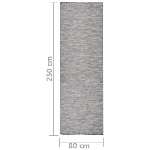 Tappeto da Esterni a Tessitura Piatta 80x250 cm Marrone e Blu - Foto 6