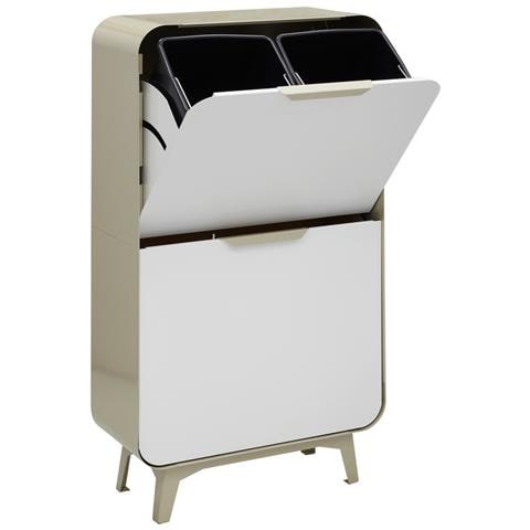 Round Cr431-r Pattumiera Per Raccolta Differenziata, 4 Secchi, Mobile D'acciao Per Differenziata, 4 X 17 L (68 L) - Foto 1