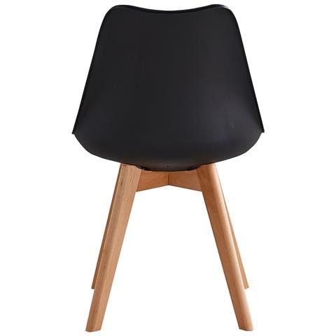 Set 4 Sedie Da Pranzo Nero Poltrona Ufficio Casa Gambe In Legno E Cuscino - Foto 2