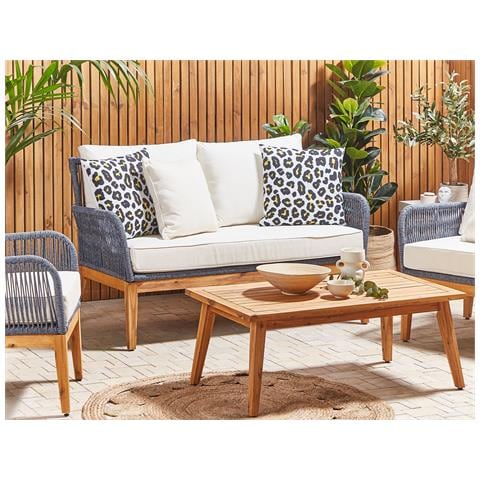 Set Di 2 Cuscini Da Giardino Leopardati Bianco E Nero 45 X 45 Cm Karditsa - Foto 1