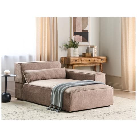 Chaise Longue Versione Sinistra Hellnar Tessuto Marrone Chiaro - Foto 1