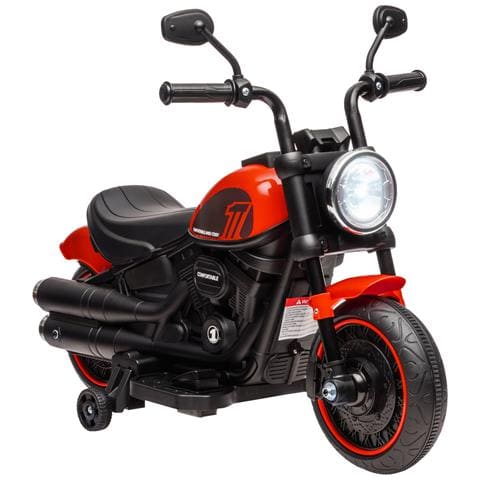 Moto Elettrica Per Bambini 18-36 Mesi Con Rotelle E Fanale, 76x42x57 Cm, Rosso E Nero - Foto 1