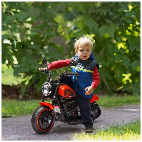 Moto Elettrica Per Bambini 18-36 Mesi Con Rotelle E Fanale, 76x42x57 Cm, Rosso E Nero - Foto 6