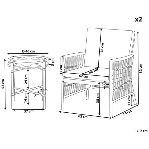 Set Bistrot Con Cuscini Levico Metallo Bianco - Foto 8