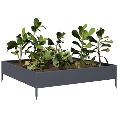 Fioriera Rialzata da Giardino Antracite 100x100x26 cm Acciaio - Foto 10