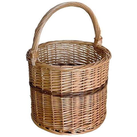Cesto In Vimini Paniere Sara Tondo Con Manico Diametro Cm 27 X H 26 - Foto 1