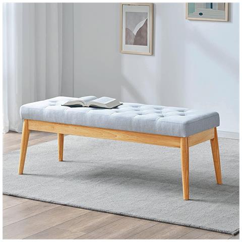 Cassapanca Pouf Ottomana Grigio Ingresso Panca Imbottitura Alta Densità 108x41cm - Foto 1