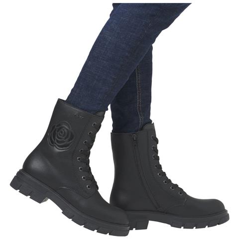 Black Casual Closed Ladies Mid Height Boots Stivaletti Pelle Scarpe Donna Nero Eu 38, Z9129-00 - Foto 2