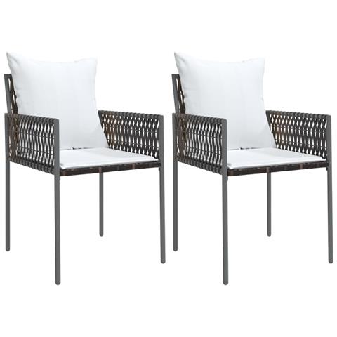Sedie da Giardino con Cuscini 2pz Marroni 54x61x83cm Polyrattan - Foto 1