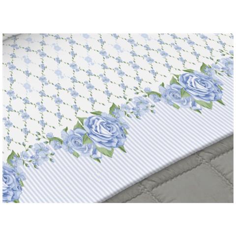 Completo Lenzuola Matrimoniale 100% Cotone Made Italy Disegno Classic Cn Matrimoniale Azzurro - Foto 2