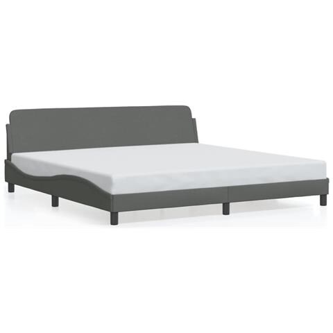Giroletto Senza Materasso Grigio Scuro 200x200 Cm Tessuto - Foto 2