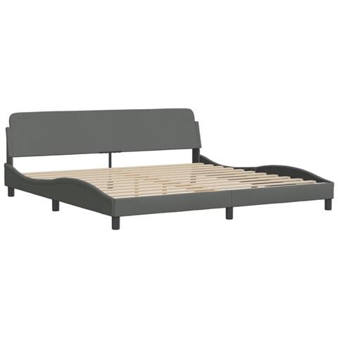 Giroletto Senza Materasso Grigio Scuro 200x200 Cm Tessuto - Foto 3