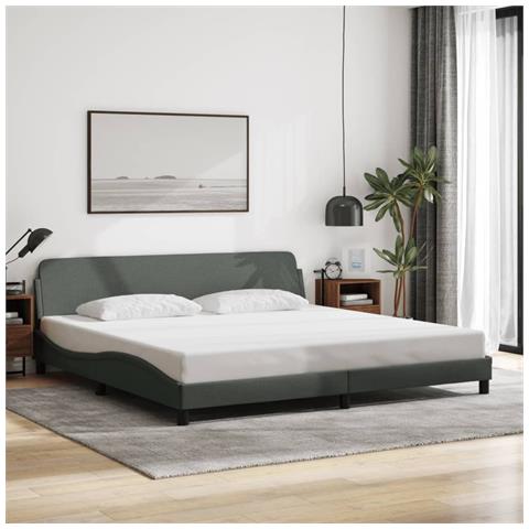 Giroletto Senza Materasso Grigio Scuro 200x200 Cm Tessuto - Foto 1