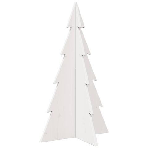 Albero Di Natale Decorativo Bianco 80 Cm Legno Massello Di Pino - Foto 2
