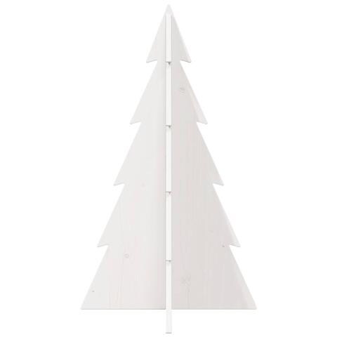 Albero Di Natale Decorativo Bianco 80 Cm Legno Massello Di Pino - Foto 3