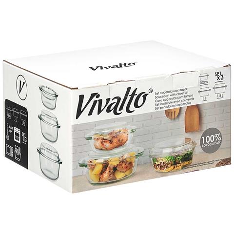 Dam Diga Set 3 Passali In Borosilicato 700 1000 1500ml 24x21x14 Cm. Colore Trasparente - Foto 2