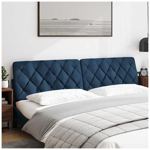 Cuscino Testiera Blu 200 Cm In Tessuto - Foto 2