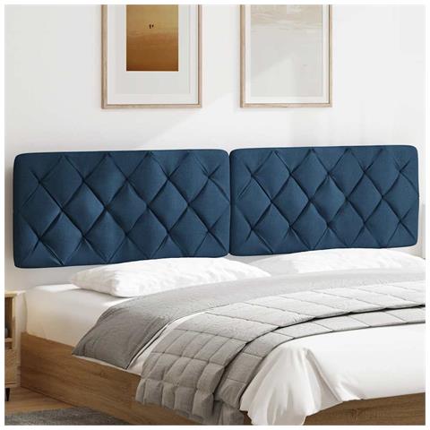 Cuscino Testiera Blu 200 Cm In Tessuto - Foto 3