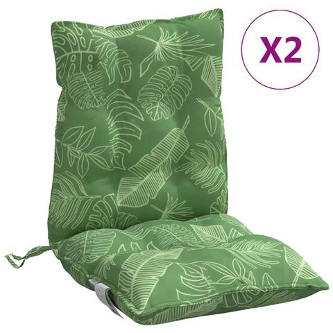 Cuscini Sedia Schienale Basso 2 Pz Motivo Foglie Tessuto Oxford - Foto 1