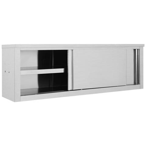 Armadio Da Cucina Ad Ante Scorrevoli 150x40x50cm Acciaio Inox - Foto 1