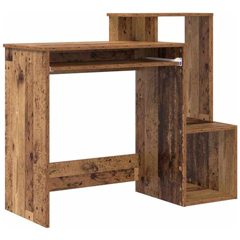 Scrivania Marrone per Computer Legno Vecchio Legno Ingegnerizzato - Foto 1