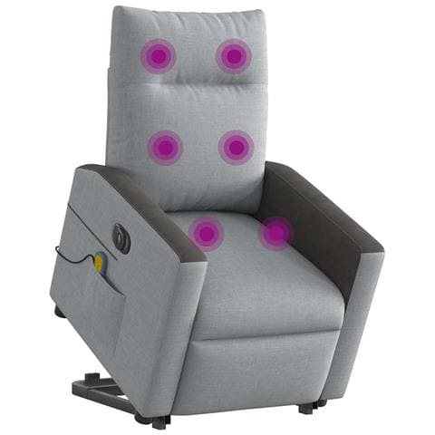 Poltrona Alzapersona Massaggi Elettrica Grigio Chiaro Tessuto - Foto 2