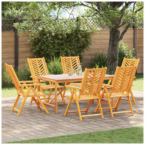 Sedie reclinabili da giardino 6 pcs in legno massello di acacia - Foto 2