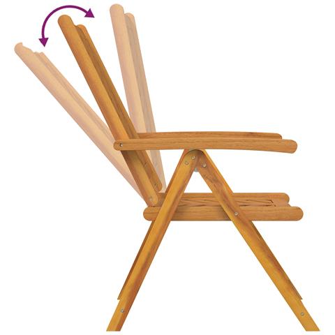 Sedie reclinabili da giardino 6 pcs in legno massello di acacia - Foto 9