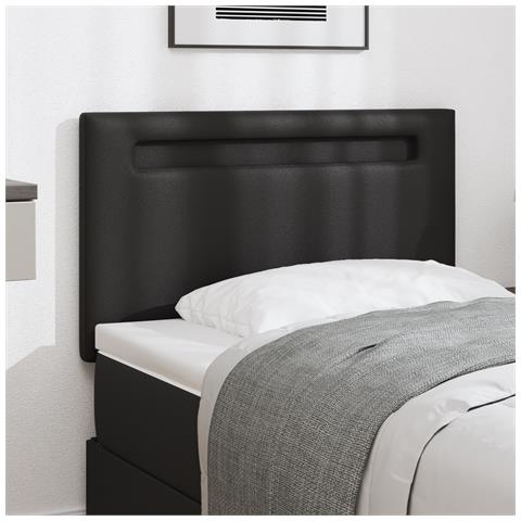 Testiera Design Semplice Nera 90 cm in Finta Pelle - Foto 2