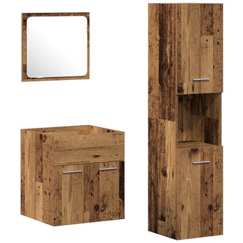 Set di Mobili da Bagno 3 Pezzi in Legno Invecchiato - Foto 1