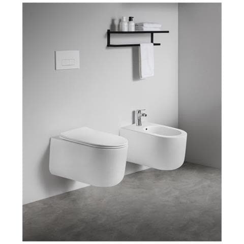 Sanitari Sospesi Wc E Bidet In Ceramica Copriwater Soft-close Tramontana Bianco Opaco - Foto 1
