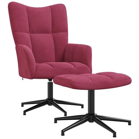 Lusso Casadino -  Poltrona Relax Con Poggiapiedi Rosso Vino In Velluto - Foto 1