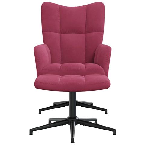 Lusso Casadino -  Poltrona Relax Con Poggiapiedi Rosso Vino In Velluto - Foto 2