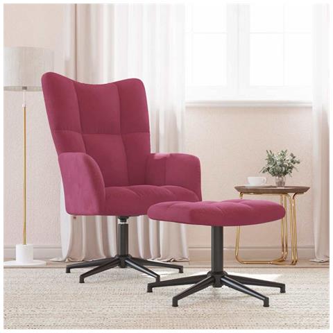 Lusso Casadino -  Poltrona Relax Con Poggiapiedi Rosso Vino In Velluto - Foto 8