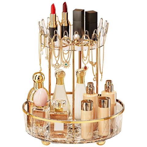 Zouboto Organizer Girevole Per Cosmetici A 2 Livelli 360° Oro 30,5 X 26 Cm - Foto 1