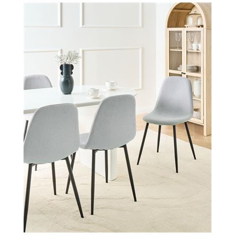 Set Di 4 Sedie Da Pranzo Crandall Tessuto Grigio Chiaro - Foto 1