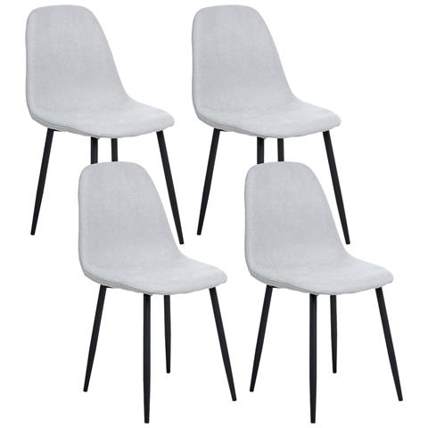 Set Di 4 Sedie Da Pranzo Crandall Tessuto Grigio Chiaro - Foto 2