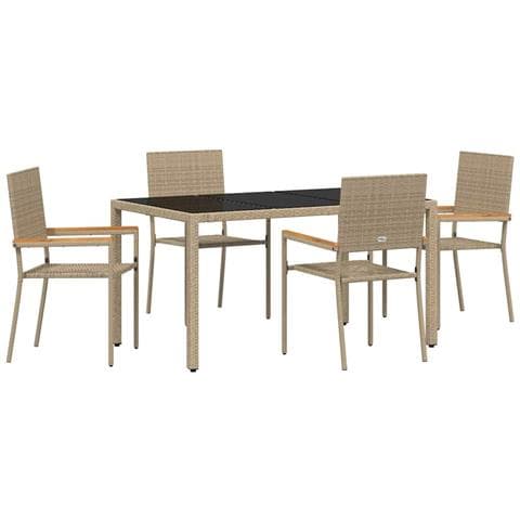 Set da Pranzo per Giardino 5 pcs Beige 150 x 90 x 75 cm - Foto 1