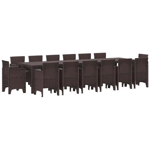 Set da Pranzo per Giardino 15 pcs Marrone Rattan Polt - Foto 1
