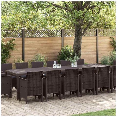 Set da Pranzo per Giardino 15 pcs Marrone Rattan Polt - Foto 2