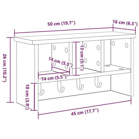 Appendiabiti a muro con lo scaffale Rovere nero 50 x 16 x 26 cm - Foto 9