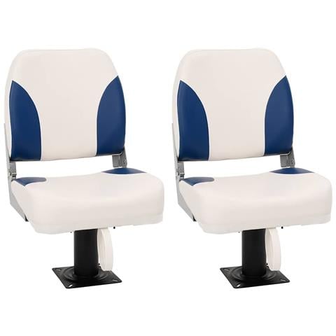 Set Sedile per Barca Pieghevole 4 pz Blu e Bianco 41x36x48 cm - Foto 1