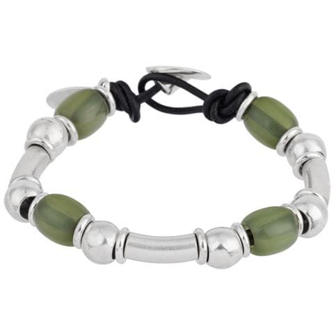 Bracciale In Argento Con Resine Olivine Multiperle - Foto 1